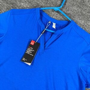 Under Armour Shirt Womens Large Blue Short‎ Sleeve Performance Training Golf New